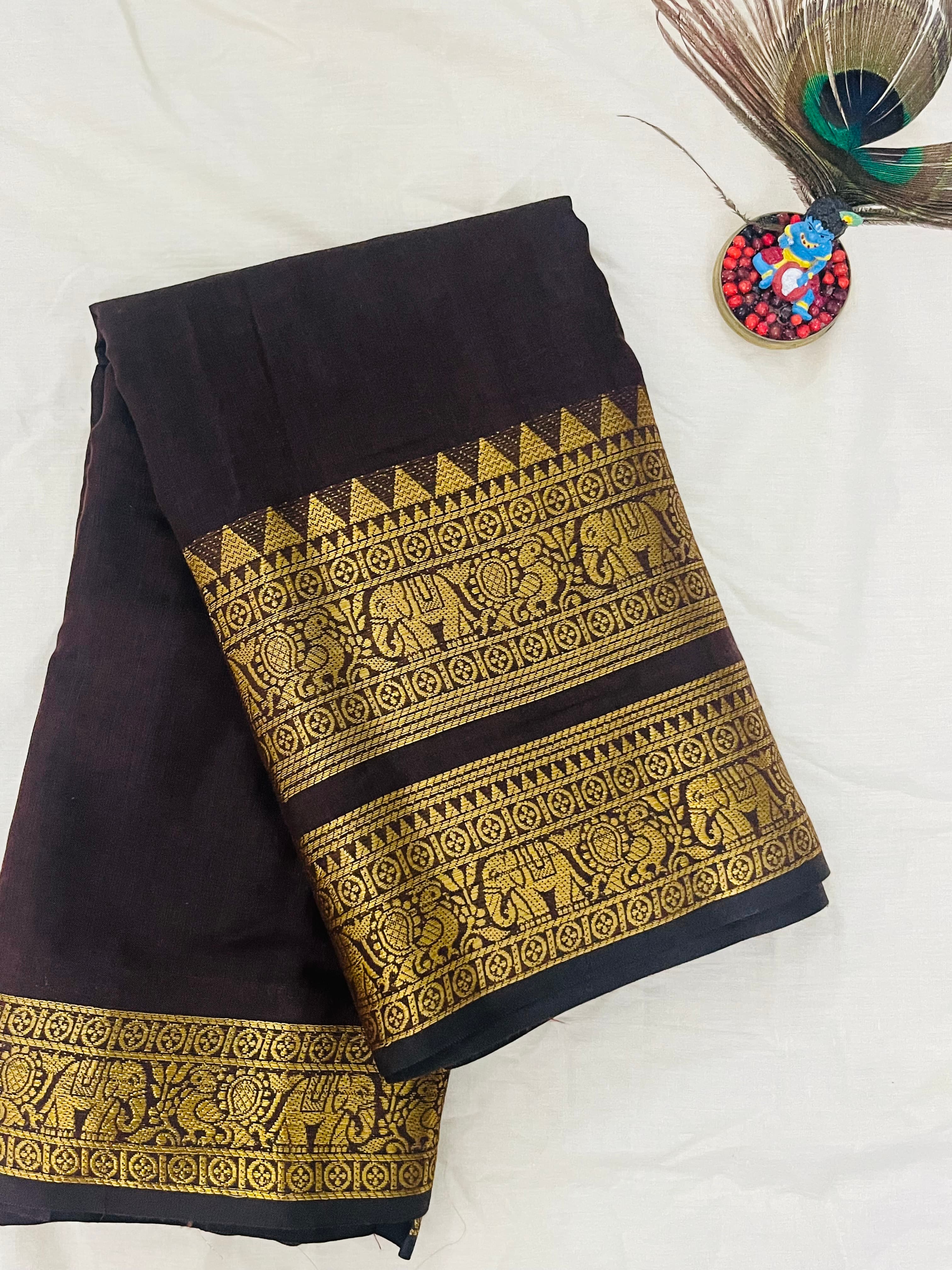 Brown Semi Silk kanchi cotton